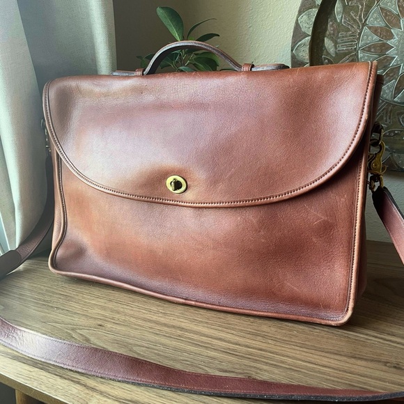 Vintage COACH Cognac “Lexington” Leather Briefcase Unisex Excellent Condition - Picture 1 of 16